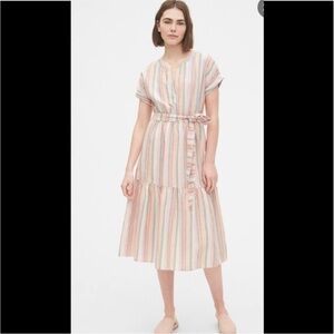 Gap Striped Rainbow Linen Blend Dress